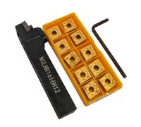Wodsty MCLNR1616H12 Porte-outil de tournage avec 10 inserts en carbure CNMG120408 pour usinage CNC, main droite, tige de 16 mm, clé incluse
