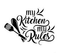 Wodsty My Kitchen My Rules Autocollant mural amovible en vinyle PVC pour décoration de cuisine Finition mate 55 x 44 cm