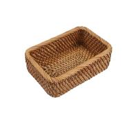 Wodsty Panier de rangement en rotin tissé à la main pour bureau - Organiseur carré pour fruits et articles divers, L osier, compact 20 x 13 x 8 cm/25 x 26,5 x 9 cm/30 x 19 x 10 cm, jaune