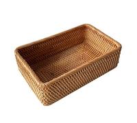 Wodsty Panier de rangement en rotin tissé à la main pour bureau - Organiseur carré pour fruits et articles divers, L osier, compact 20 x 13 x 8 cm/25 x 26,5 x 9 cm/30 x 19 x 10 cm, jaune