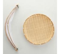 Wodsty Panier de rangement tissé à la main avec couvercle en filet, poubelle multifonction pour pique-nique, maison et présentation, matériau tissé naturel, design pliable, taille M (36 cm)