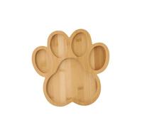 Wodsty Plateau de service en bois en forme de patte de chien, 30 x 30 x 2 cm, plateau à goûter en bois à 5 compartiments pour desserts au fromage, aux fruits, couleur bois naturel