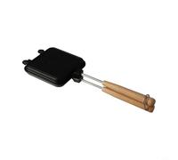 Wodsty Poêle à sandwich en fonte - Antiadhésive - Double face - Pour toasts de petit déjeuner - Aluminium moulé sous pression avec poignées isolées - Noir - 13 cm