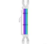 Wodsty Rallonge de câble ARGB GPU 5 V 3 x 8 broches ABS (2 x 8P) | Silicone flexible, connecteur 24 broches, 24 LED, design blanc, installation facile dans le PC