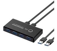 Wodsty Répartiteur USB 3.0 4 en 2 sorties, commutateur pour plusieurs appareils, taux de transfert élevé, design peu encombrant pour le bureau et le bureau à domicile