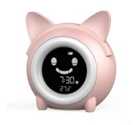 Wodsty Réveil numérique chat avec veilleuse, minuterie d'entraînement du sommeil et double alarme, design adapté aux enfants en ABS (bleu)