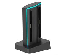 Wodsty RGB Station de charge pour manette Switch 2, base de charge 4 prises pour Joy-Con 2 pour poignées, alimentation USB-C de type C, design peu encombrant, noir