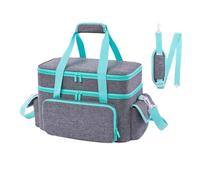 Wodsty Sac de Rangement Couture Double Couche avec Pochettes Détachables, Séparations Réglables & Bandoulière pour Organiser les Fournitures de Couture 38x24x22cm, Gris