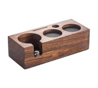 Wodsty Station de tamper à café en bois pour porte-filtre à expresso de 51 à 58 mm, base en noyer avec écrou réglable et coussinets antidérapants, support d'accessoires 3 en 1