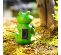Wodsty Statue de grenouille à énergie solaire avec fleurs pour extérieur | Grenouille décorative solaire étanche qui souffle des bulles de savon lampe de jardin en résine