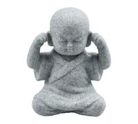 Wodsty Statuette de moine Bouddha sagesse Utilisation en extérieur et en intérieur, statue de jardin « Speak See No Evil », statue de jardin en grès non revêtu, décoration en résine, 4 x 5 x 6 cm