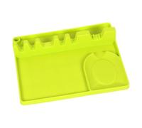 Wodsty Support à ustensiles en silicone avec tampon anti-goutte, organiseur de rangement de cuisine pour cuillères et spatules, 25,4 x 20,3 x 4,6 cm, orange