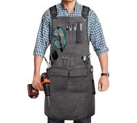 Wodsty Tablier de soudage pour homme et femme en toile robuste avec bretelles croisées réglables dans le dos et plusieurs poches, équipement de protection pour le travail du métal, le travail du bois