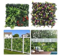 Wodsty Tapis de gazon artificiel 50 x 50 cm, feuillage vert, panneau de | Tapis de gazon artificiel vert, 50 x 50 cm, panneau de haie en plastique, décoration murale pour la maison