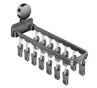 Wodsty Thes Drying K Ventouse pliable pour chaussettes et petit linge - Coupe-vent, peu encombrant, aluminium 14 clips + design ABS avec crochet rotatif à 360° et base de montage renforcée