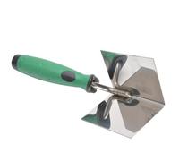Wodsty Truelle d'angle en acier inoxydable pour cloison sèche pour plâtrage, outil de finition d'angle intérieur et extérieur à 90 degrés avec poignée en caoutchouc, vert argenté