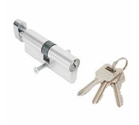 Wodsty Verrou de porte cylindrique argenté pour UPVC, anti-crochetage Euro avec 3 clés, kit de sécurité en aluminium 35/35 mm