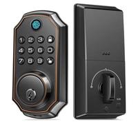 Wodsty Verrou de porte intelligent à empreintes digitales avec clavier pour application Tuya, serrure d'entrée sans clé Eltronic compatible Bluetooth pour la maison Suy, noir