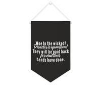 Woe to The Wicked! Disaster Is upon Them! Bannière en toile de 25,4 x 38,1 cm à suspendre au mur - Décoration murale pour chambre à coucher, chambre d'enfant