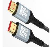 woednx Cable HDMI 2Mètres 10K 8K,Câble HDMI 2.1 Ultra Haute Vitesse 10K 8K@60Hz 4K@120Hz 7680P Supporte HDR10 eARC 3D HDCP 2.2 & 2.3,Compatible avec PS5/4 X-Box HDTV Blu-ray Player/Moniteur/Laptop