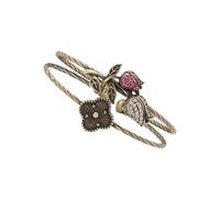 Woedpez Bracelet romantique en laiton floral avec accents de pierre multicolores, bijou réglable d'inspiration antique pour un style élégant, bracelet tendance en laiton