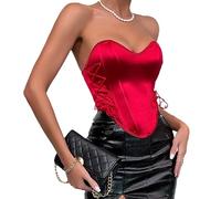 Woedpez Clubwear Y2k Bustier vintage pour femme sans manches, dos nu, décolleté en cœur, corset Y2k