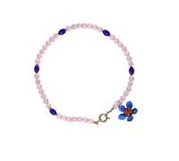 Woedpez Collier avec pendentif en forme de fleurs en verre robuste avec chaîne réglable pour un style polyvalent