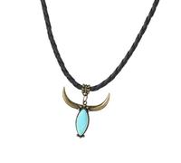 Woedpez Collier avec pendentif turquoise d'inspiration tribale en cuir souple pour offrir un cadeau de musique, festival ethnique, taille unique, Comme décrit, Comme décrit.