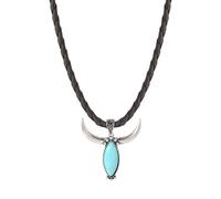 Woedpez Collier avec pendentif turquoise d'inspiration tribale en cuir souple pour offrir un cadeau de musique, festival ethnique, taille unique, Comme décrit, Comme décrit.