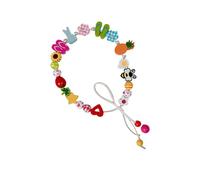 Woedpez Collier de perles coloré fait à la main - Chaîne réglable - Couleurs vives - Motifs floraux - Accessoire de plage - Collier de perles