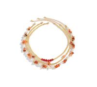 Woedpez Collier réglable avec perles en pierre mélangées pour bijoux empilables, collier de perles de verre multicolores