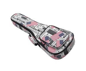 Woedpez Étui pour ukulélé avec bandoulière et poignée pour instrument de 58,4 cm Compartiment rembourré Plusieurs poches de rangement Motif drapeau du pays
