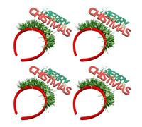 Woedpez Lot de 4 bandeaux de Noël en forme de lettres de Noël scintillants pour femmes et filles - Élégant bandeau à breloques