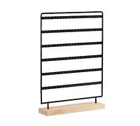 Woedpez Organisateur de boucles d'oreilles à 6 étages en métal 120 trous Présentoir avec support en bois Support pour boucles d'oreilles Bijoux Cadeau Présentoir à bijoux