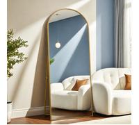 WOEDVJN Miroir sur Pied 180 x 80 cm, Miroir Intégral, Cadre Aluminium Doré, Arqué Psyché de Chambre, Antidéflagrant, Elégance