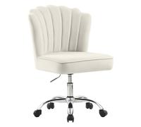 WOEOA Chaise de Bureau en Velours, Chaise Coiffeuse Coquillage, Pivotante à 360°, Hauteur Réglable, pour Salon, Chambre à Coucher, Étude de Vanité, Charge Maximale 135 kg, pour Filles et Femmes Blanc