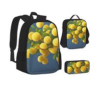 woerexker Ensemble sac à dos 3 pièces avec poche et sac à dos, sac à déjeuner, sac à stylos pour voyage, Chrysanthème jaune, Taille unique, Organiseur de sac