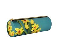 woerexker Phoenix Trousse à crayons ronde en cuir synthétique avec fermeture éclair, Narcisse, Taille unique, Organiseur de sac