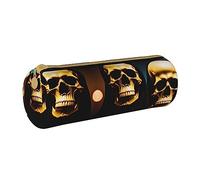 woerexker Trousse à crayons avec motif tête de mort - En cuir synthétique - Ronde - Petite capacité - Avec fermeture éclair, Crâne terrible, Taille unique, Organiseur de sac