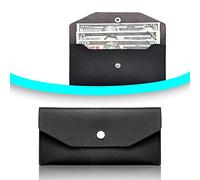 Woerma Classeur budgétaire, enveloppes en cuir PU, sac à billets réutilisable, organiseur pour espèces, cartes bancaires, dépôt de cartes - Noir, Noir , 6.89 x 3.54 inches, Classeur budgétaire