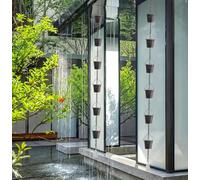 Woerte home Chaîne de pluie décorative en forme de tonneau en métal noir de 160 cm avec pendentif en diamant acrylique, bec de descente de rechange pour drainage de jardin