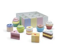 Woet® Assortiment de Pâtisseries Jouet en Bois pour Enfants - Coffret Cadeau avec Gâteaux et Gourmandises - Set Boulangerie d’Imitation - Jouet de Cuisine d’Imitation - À Partir de 3 Ans