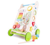 Woet® Chariot d’Activités Jouet en Bois pour Tout-Petits - Chariot avec Activités d’Éveil - Développement Moteur - À Partir de 1 Ans