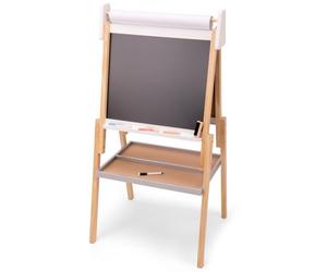 Woet® Chevalet Jouet Blanc et Gris en Bois pour Enfants - Tableau d’Art Double Face Tout en Un - Dessin et Jeu Créatif - À Partir de 3 Ans