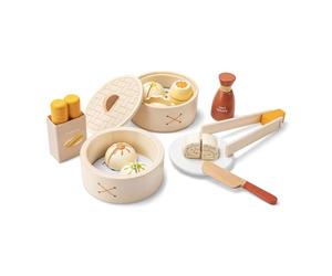 Woet® Coffret dim sum en Bois, 2 paniers Vapeur, 23 pièces | Aliments jouets en bois, Raviolis jouets, Paniers empilables, Jeu de cuisine, Accessoires de cuisine, Jeu de rôle, Dès 3 ans