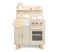 Woet® Cuisine Jouet Beige en Bois pour Enfants - avec Four, Évier et Accessoires - Set de Cuisine d’Imitation - À Partir de 3 Ans (Beige)