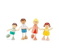 Woet - Famille de Poupées en Bois pour Enfants - Set de 4 Figurines de Jeu - Jouet d’Imagination et de Maison de Poupée - Accessoires d’Imitation - À Partir de 3 Ans - Cadeau Filles et Garçons