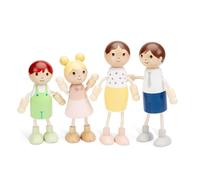 Woet - Famille de Poupées en Bois pour Enfants - Set de 4 Figurines de Jeu - Jouet d’Imagination et de Maison de Poupée - Accessoires d’Imitation - À Partir de 3 Ans - Cadeau Filles et Garçons
