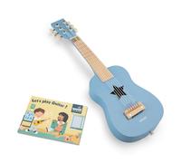 Woet Guitare Jouet en Bois pour Enfants - Guitare Enfant Bleue avec 6 Cordes - Instrument de Musique Jouet éducatif - avec Chanson - A partir de 3 Ans - Cadeau pour garçons et Filles
