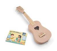 Woet® Guitare Jouet Rose en Bois pour Enfants, 6 Cordes en Nylon avec Sangle, Corde de Rechange et Livret Musical Coloré avec 3 Chansons, Instrument Éducatif Débutant, À Partir de 3 Ans